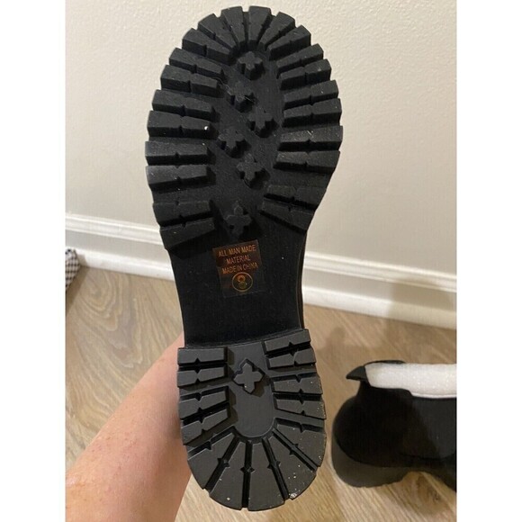 Soda Jaber Black Chunky Lug Sole Elastic Gore Pull On Wide Chelsea Ankle Boot 8 - Picture 6 of 10